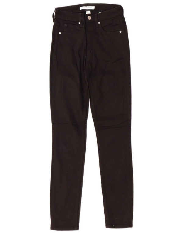 CALVIN KLEIN Damskie jeansy slim z wysokim stanem W26 L30 Czarne bawełniane