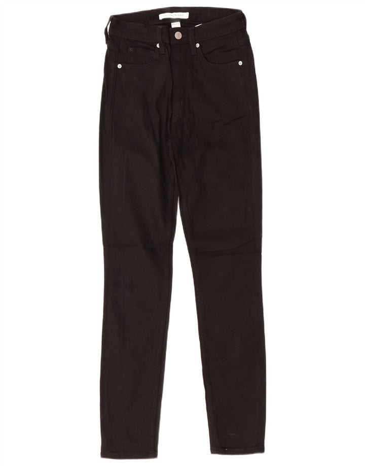 CALVIN KLEIN Damskie jeansy slim z wysokim stanem W26 L30 Czarne bawełniane