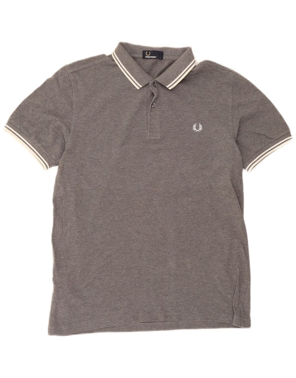 Męska koszulka polo Fred Perry, duża, szara, bawełniana w plamki