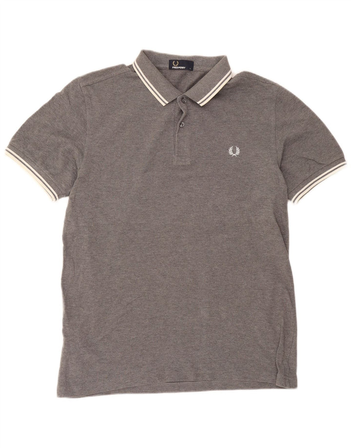 Męska koszulka polo Fred Perry, duża, szara, bawełniana w plamki