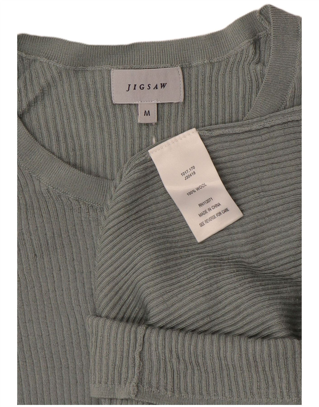 Damski sweter JIGSAW z dekoltem w łódkę UK 12 Średni szary wełniany