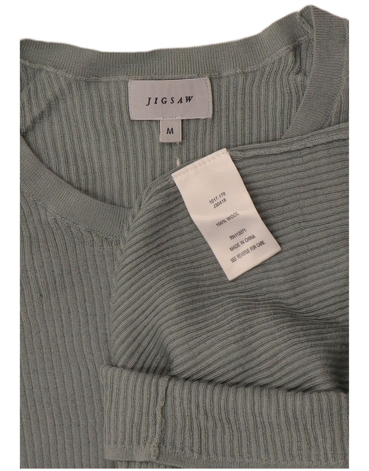 Damski sweter JIGSAW z dekoltem w łódkę UK 12 Średni szary wełniany