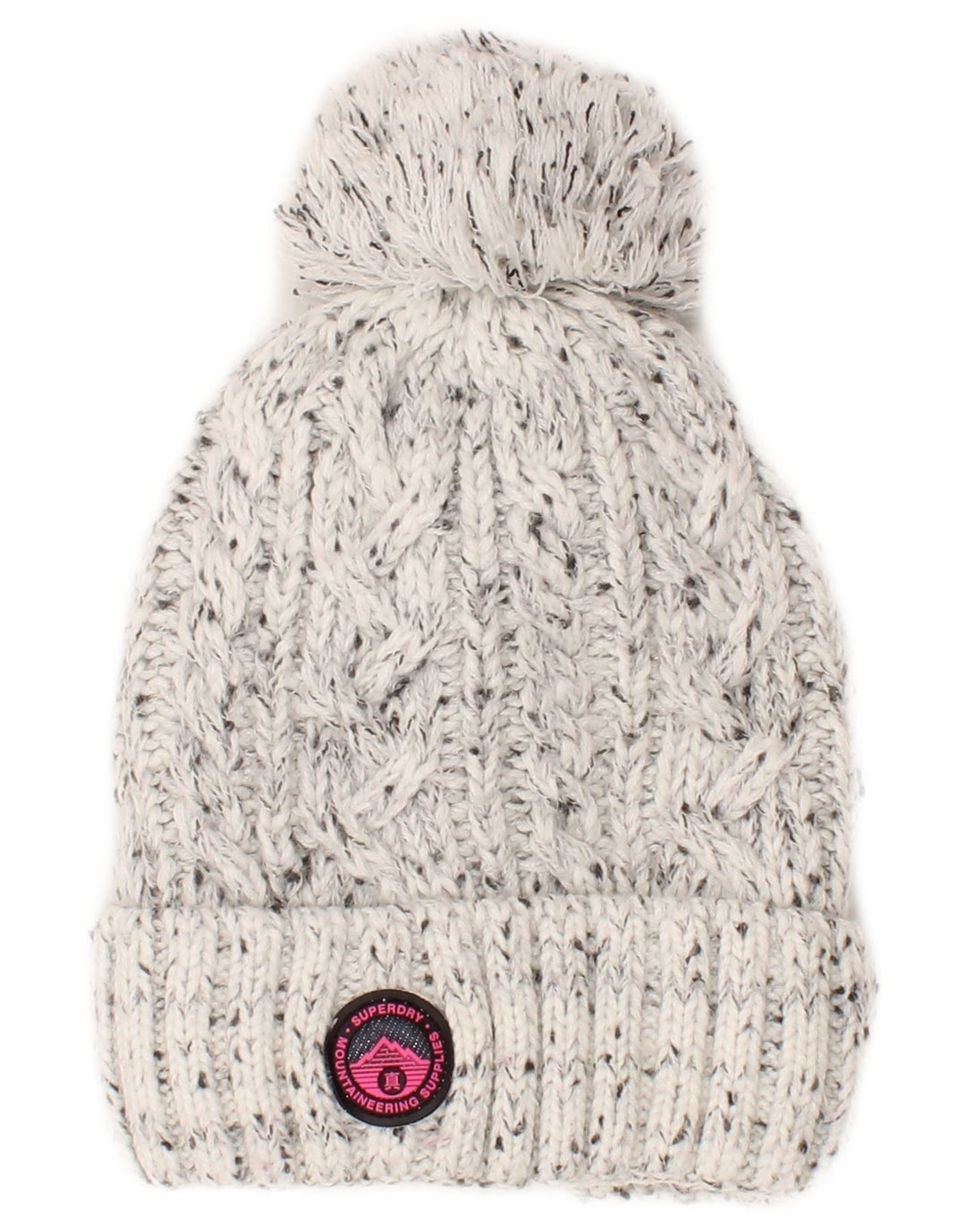 Damska dzianinowa czapka typu beanie Superdry w jednym rozmiarze, szara, nakrapiana, akrylowa