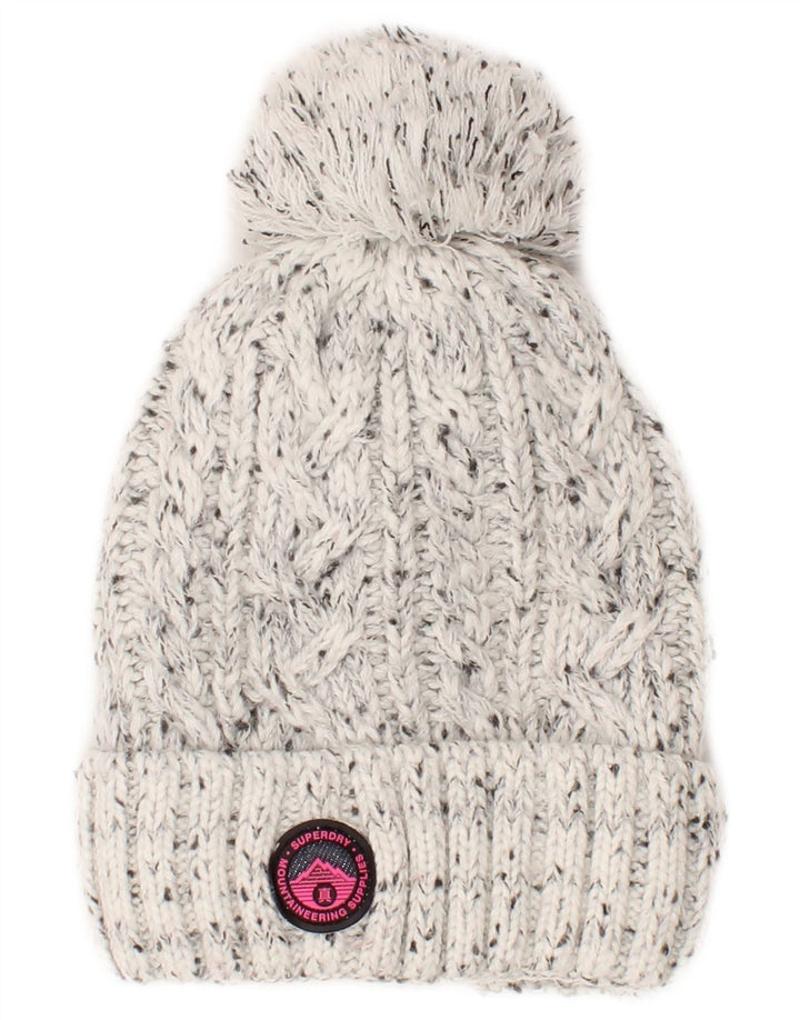 Damska dzianinowa czapka typu beanie Superdry w jednym rozmiarze, szara, nakrapiana, akrylowa
