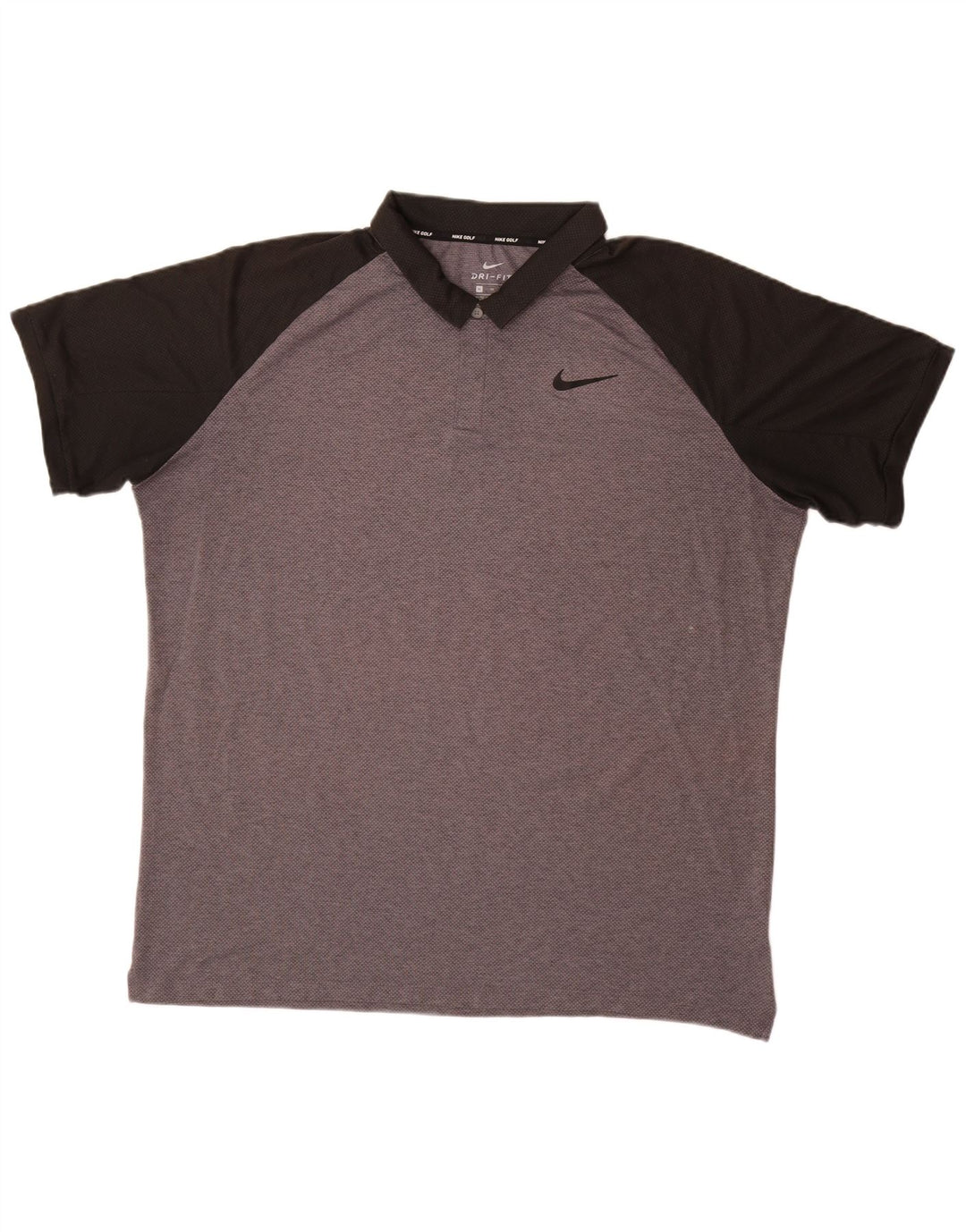Męska koszulka polo NIKE Dri Fit XL, szary poliester z blokami kolorów