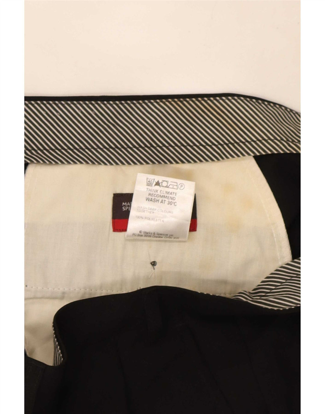 Męskie spodnie garniturowe Marks & Spencer W40 L33, czarny poliester