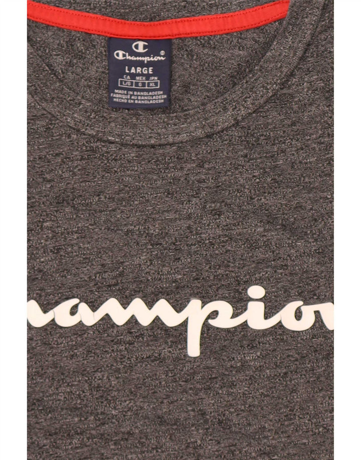 Męski T-shirt Champion z grafiką, duży, szary, nakrapiany