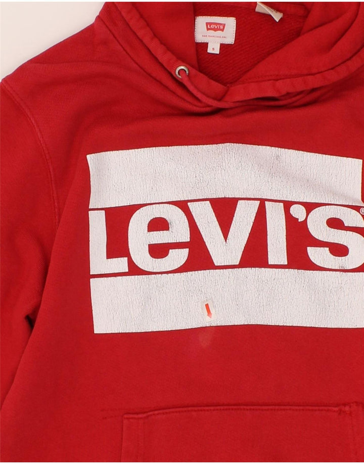 LEVI'S Mens Graphic Hoodie Jumper Small Red Vintage Levi's and Second-Hand Levi's from Messina Hembry 