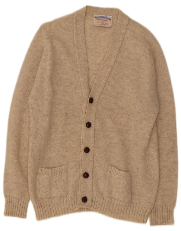 Vintage męski sweter rozpinany XL beżowa wełna