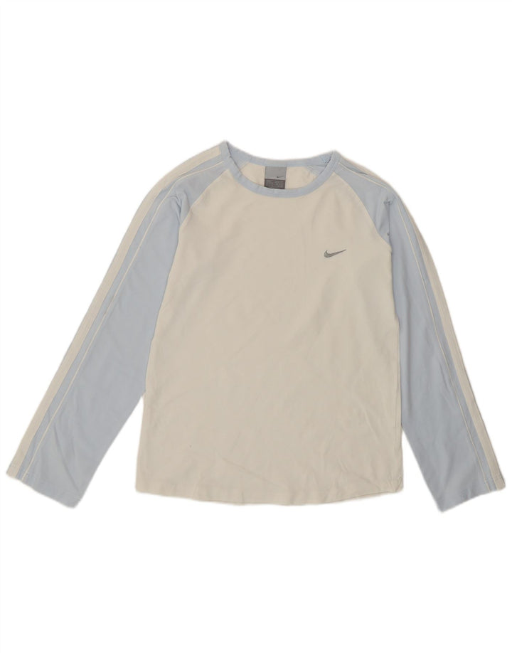 Damska koszulka Nike z długim rękawem, UK 14/16, duża, biała, z blokami kolorów