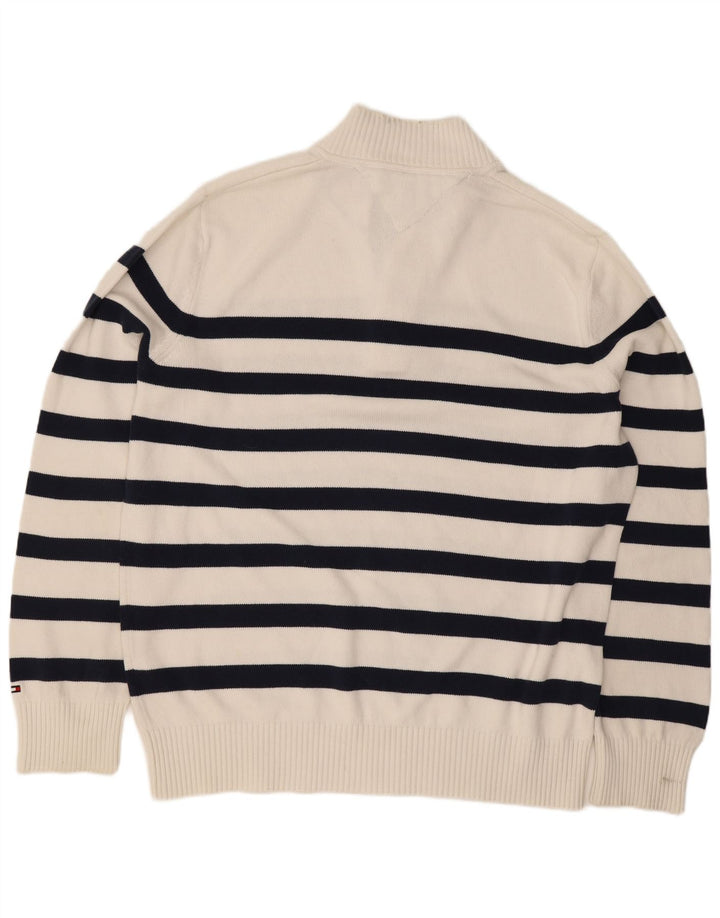 Męski sweter zapinany na guziki Tommy Hilfiger w duże białe paski