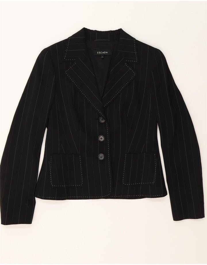 ESCADA Womens Oversized 3 Button Blazer Jacket EU 38 Medium Black Striped Vintage Escada and Second-Hand Escada from Messina Hembry 