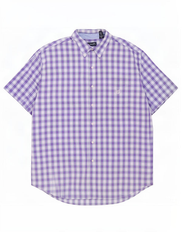 Męska koszula z krótkim rękawem Chaps Big & Tall, 3XL, bawełniana w fioletową kratkę