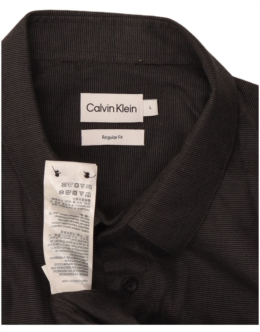 Męska koszula Calvin Klein o regularnym kroju, duża, czarna, bawełniana w prążki