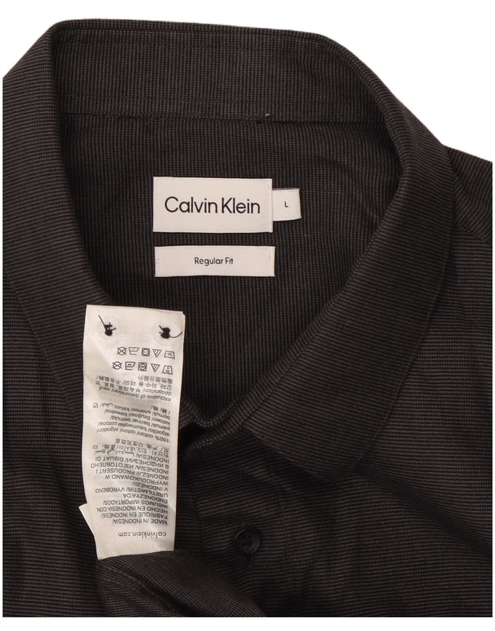 Męska koszula Calvin Klein o regularnym kroju, duża, czarna, bawełniana w prążki