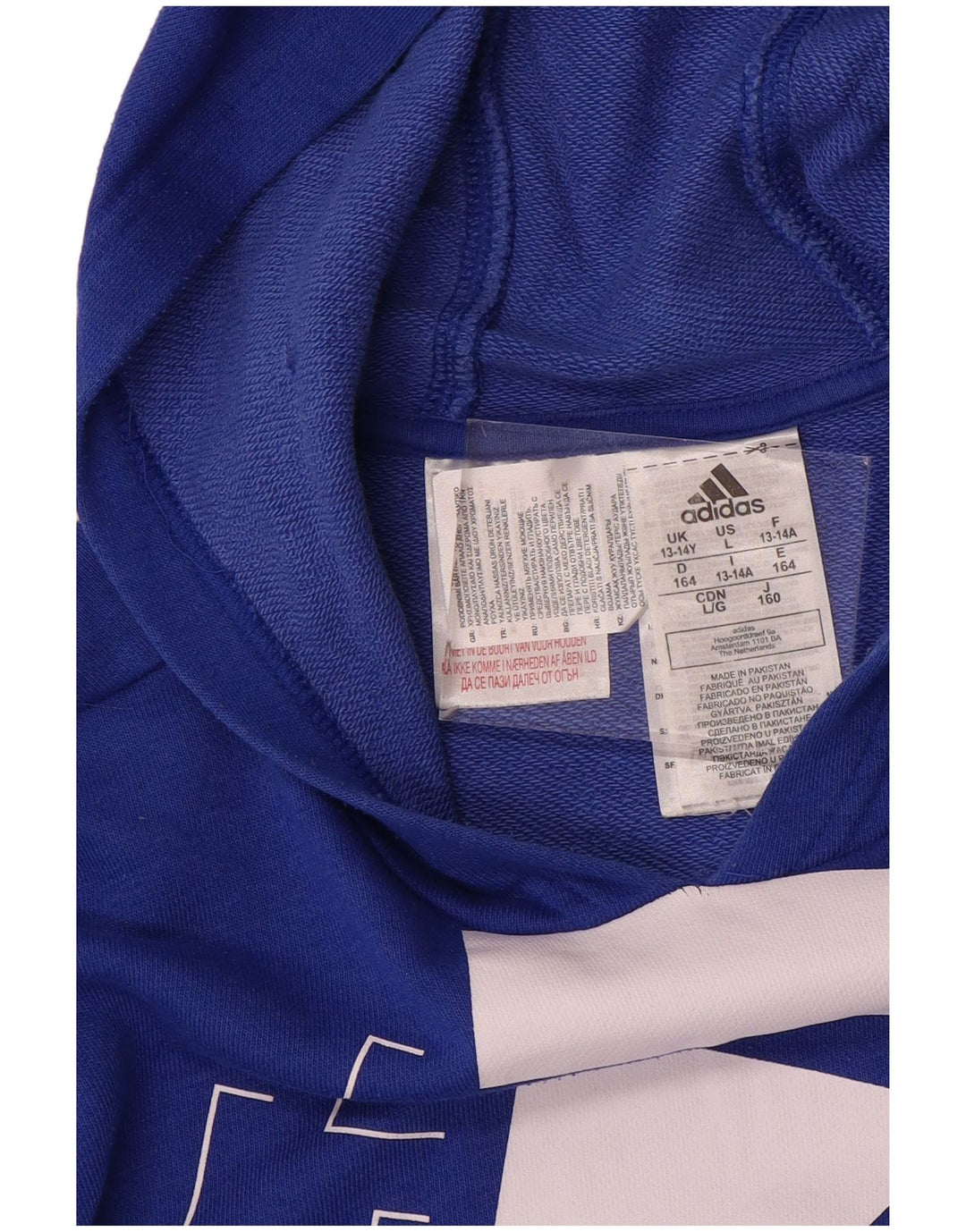 Chłopięcy sweter z kapturem ADIDAS z grafiką 13-14 lat, niebieska bawełna