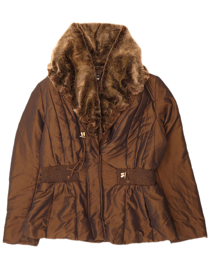 Damska ocieplana kurtka Zara UK 18 XL, brązowy nylon