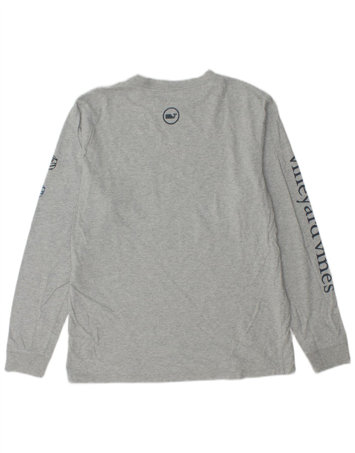 Męski top graficzny VINEYARD VINES z długim rękawem, mały, szary, bawełniany