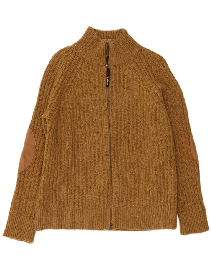Woolrich Męski sweter rozpinany, mały, brązowy, wełniany