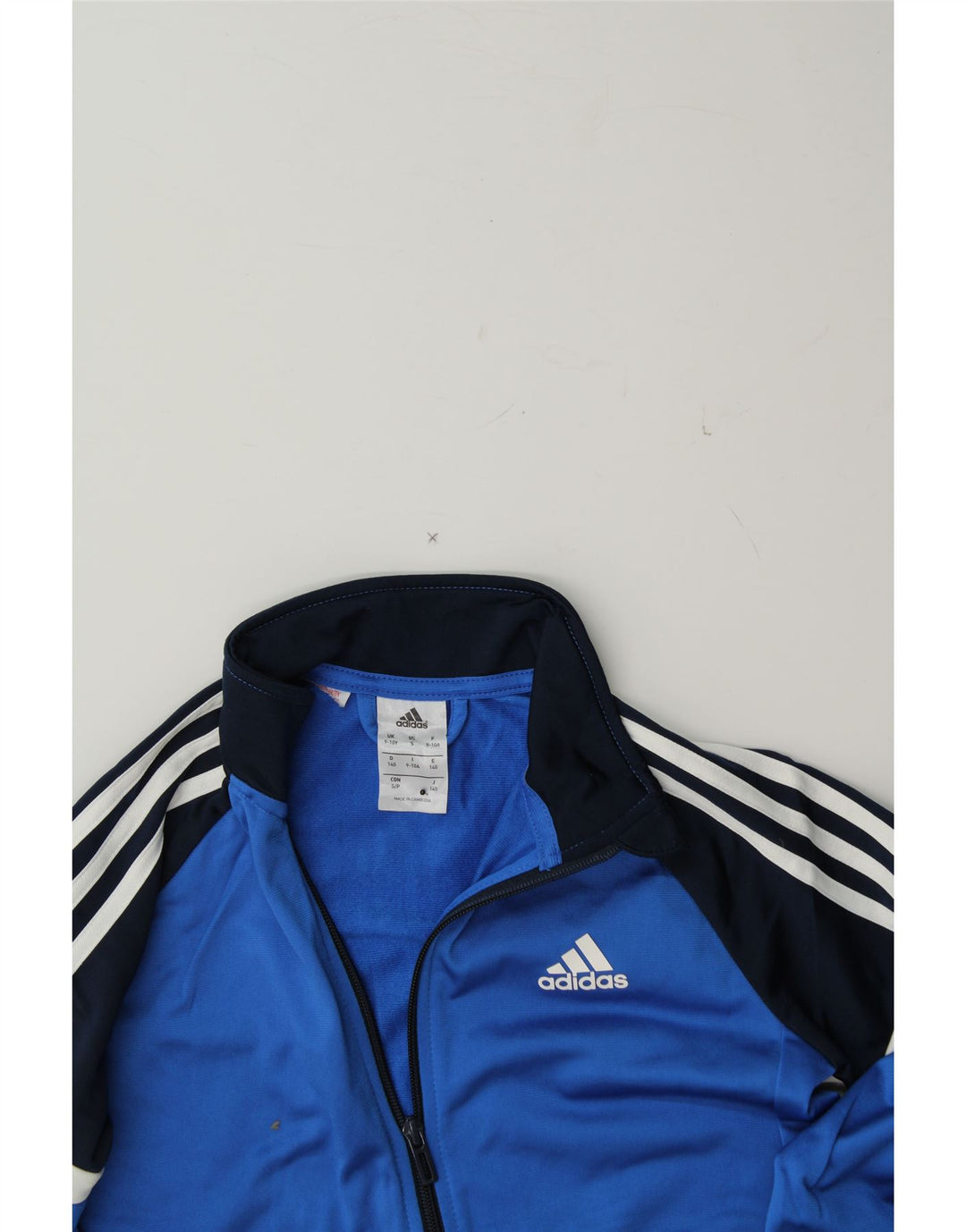 ADIDAS Boys Tracksuit Top Jacket 9-10 Years Blue Colourblock Polyester Vintage Adidas and Second-Hand Adidas from Messina Hembry 
