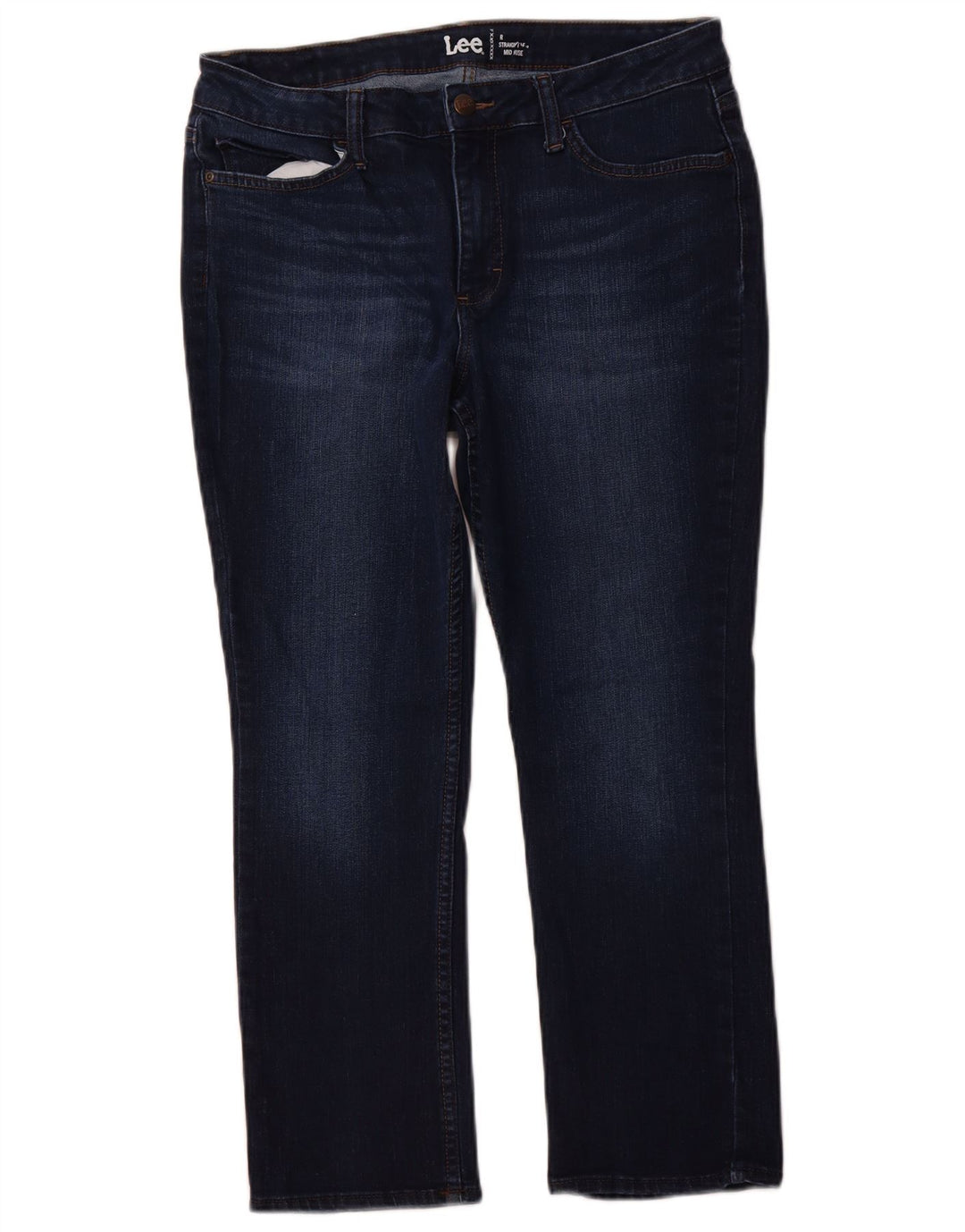 Damskie jeansy LEE Crop Mid Rise Straight W32 L25 Granatowe