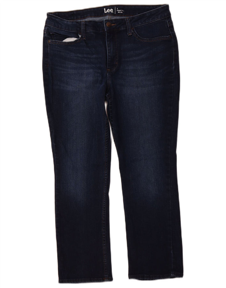 Damskie jeansy LEE Crop Mid Rise Straight W32 L25 Granatowe