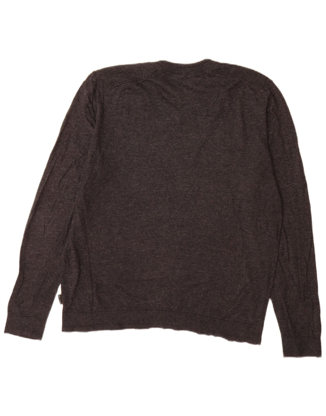 Męski sweter Ted Baker z dekoltem w kształcie litery V, rozmiar 5 XL, szara wełna