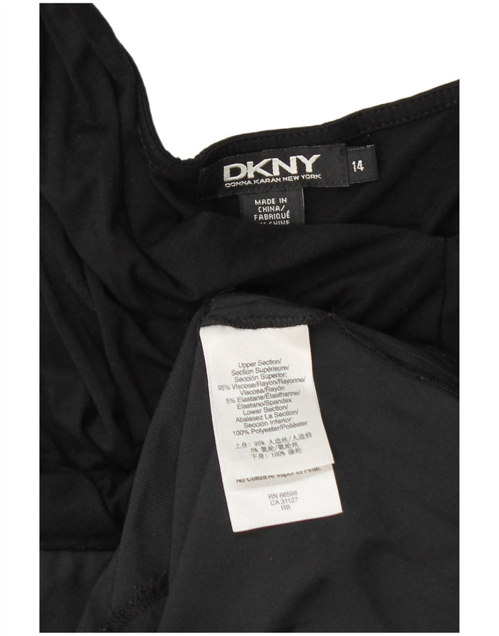 Damska sukienka typu shift Dkny US 14 XL, czarna, wiskoza z blokami kolorów