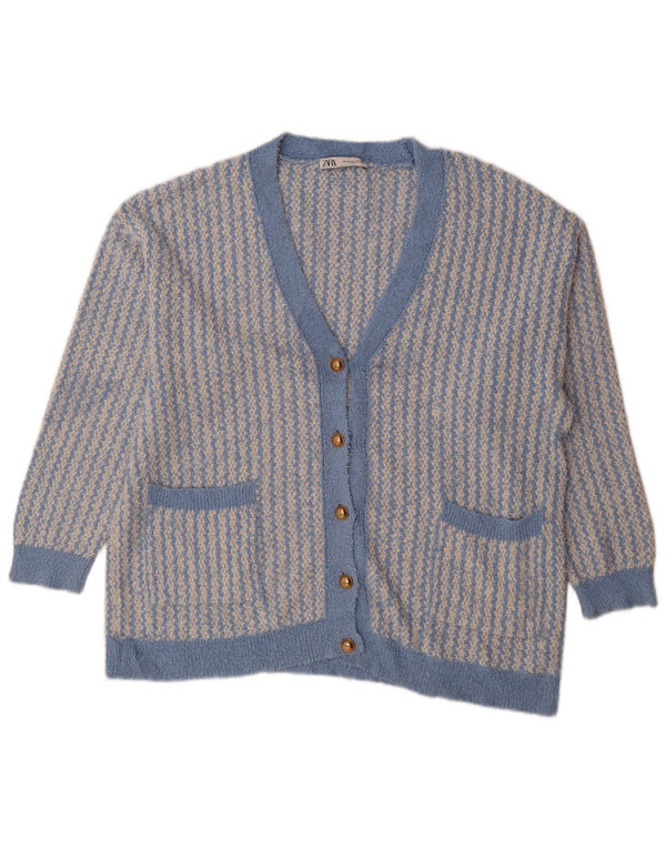 Damski sweter oversize Zara UK 14 Średni niebieski, geometryczny, bawełniany