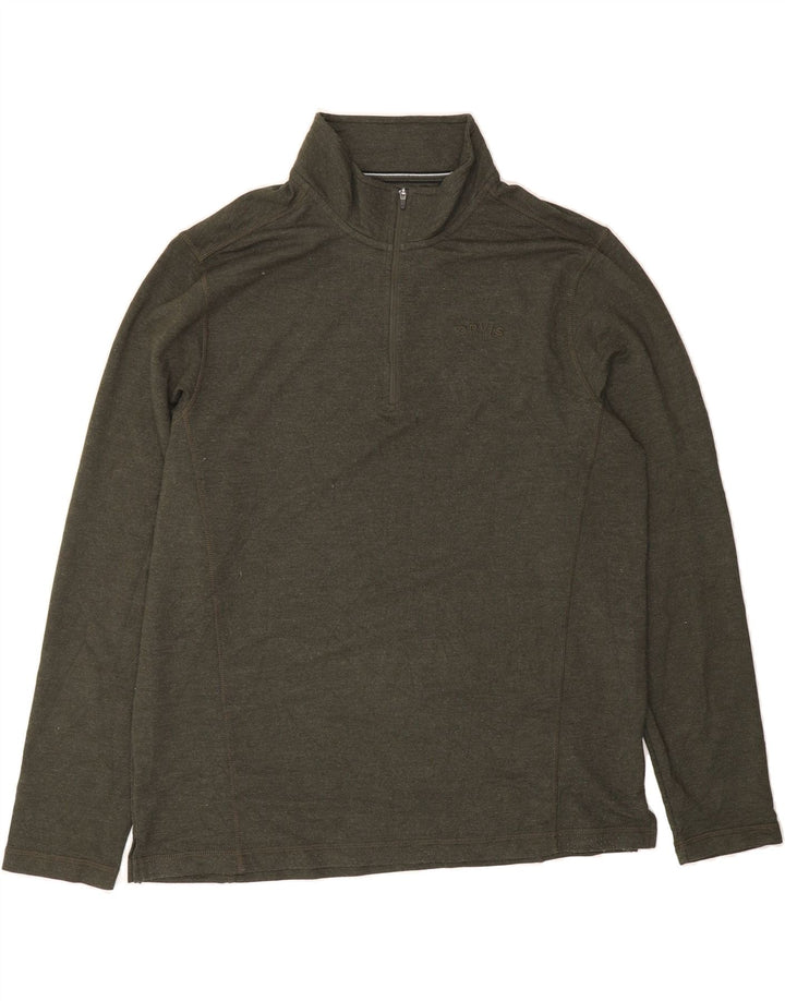 ORVIS Mens Zip Neck Sweatshirt Jumper Large Green Rayon Vintage Orvis and Second-Hand Orvis from Messina Hembry 