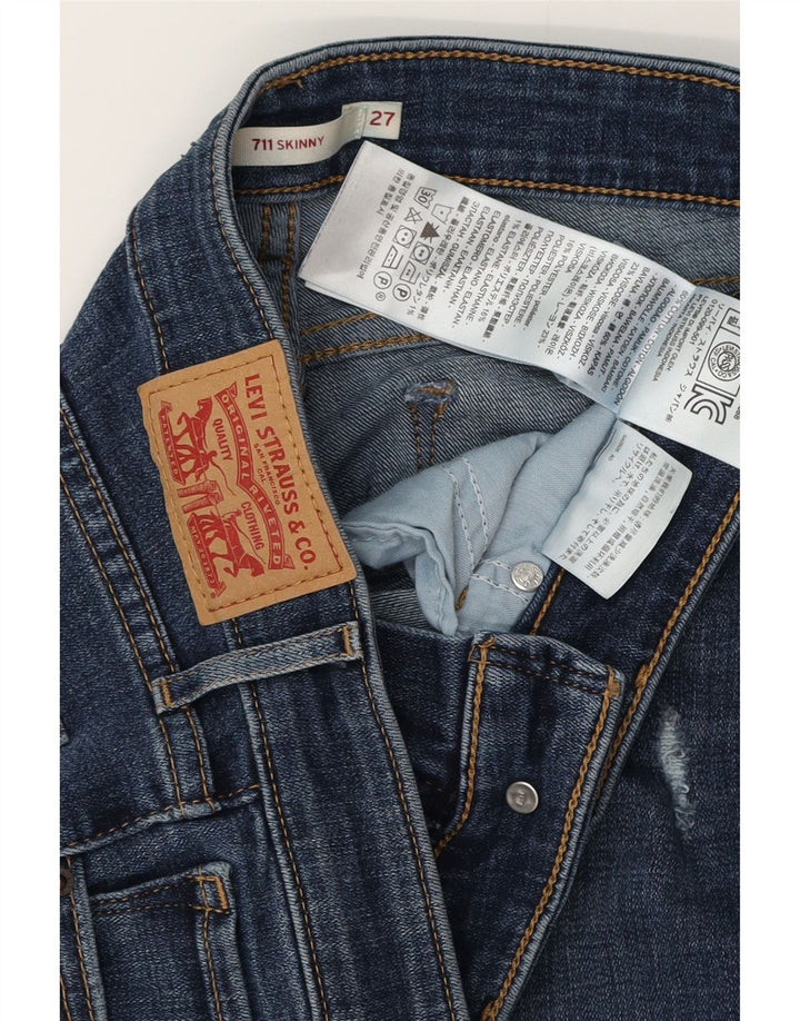 Damskie jeansy LEVI'S 711 w trudnej sytuacji W27 L29 Niebieskie bawełniane