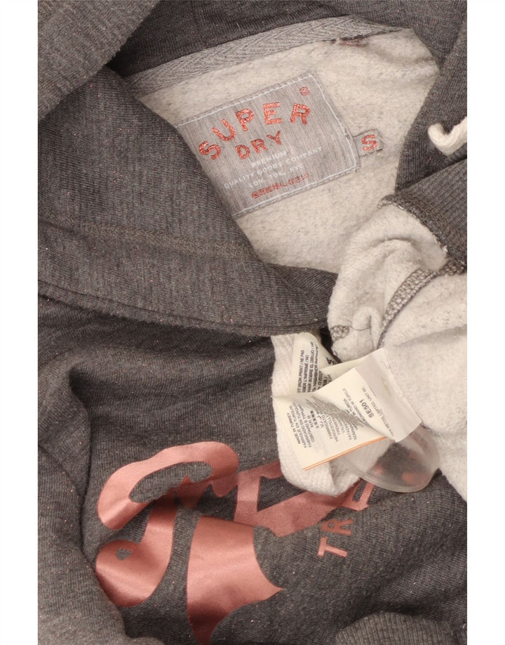Damski sweter z kapturem SUPERDRY z grafiką UK 10, mały, szary poliester