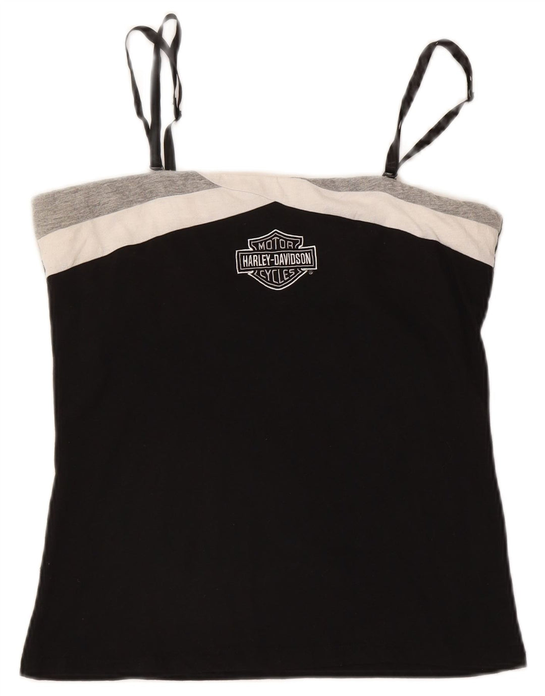 Damski top na ramiączkach z grafiką Harley Davidson UK 14, duży, czarny, bawełniany
