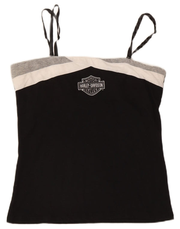 Damski top na ramiączkach z grafiką Harley Davidson UK 14, duży, czarny, bawełniany