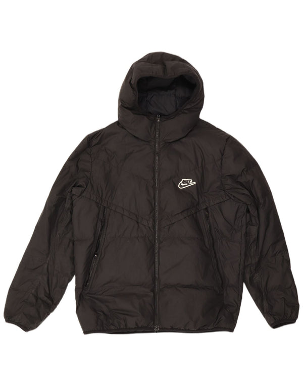 Męska wyściełana kurtka z kapturem Nike UK 40, duża, czarna, poliestrowa