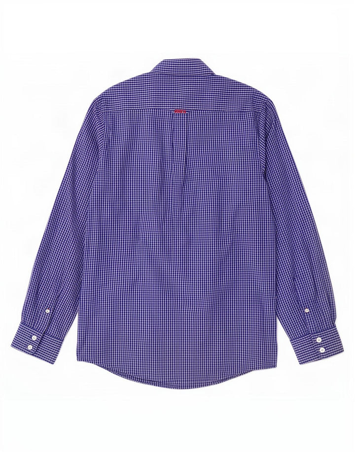 Crew Clothing Męska koszula o klasycznym kroju, bawełniana w średnią niebieską kratkę