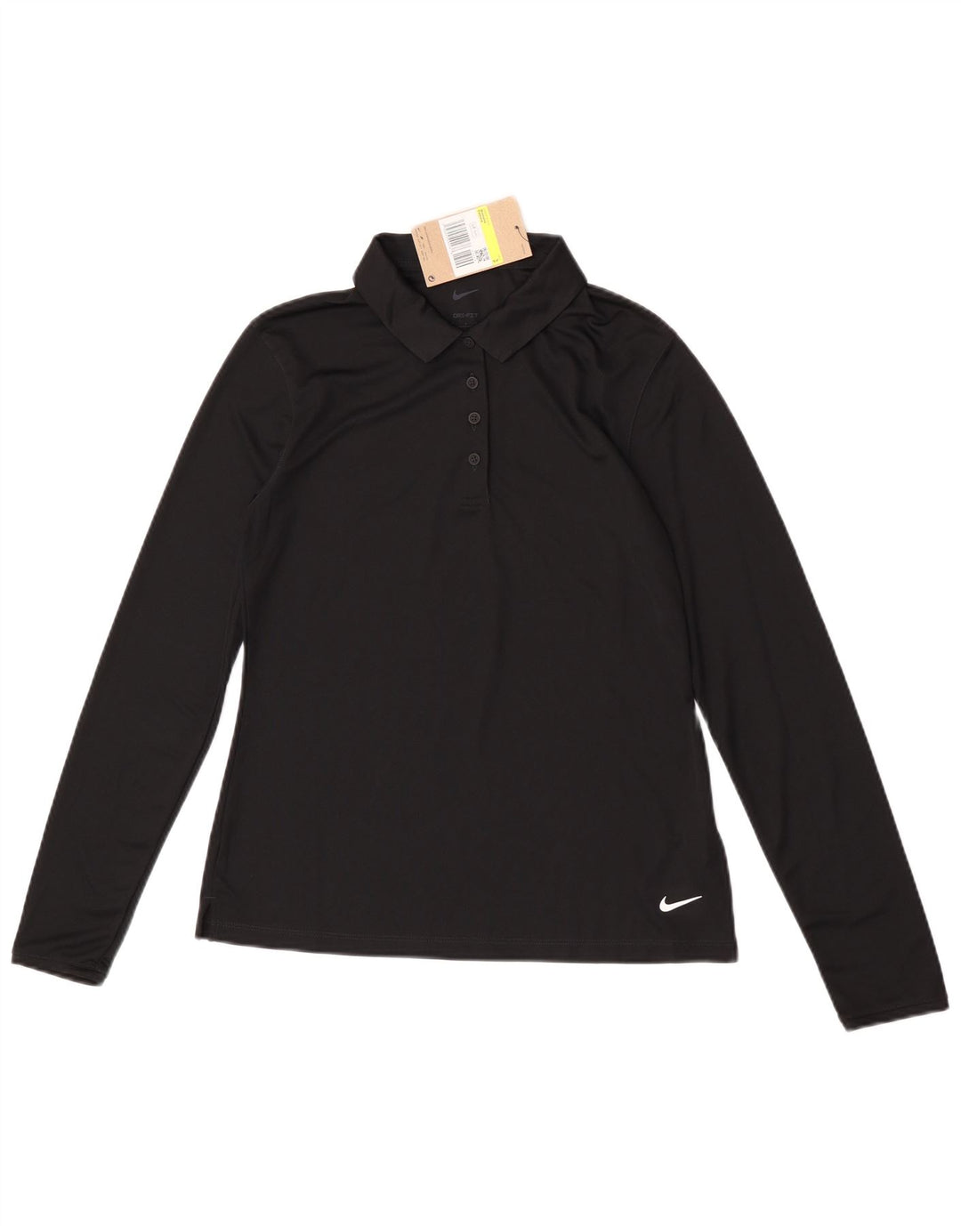 Damska koszulka polo Nike Dri Fit z długim rękawem, mała, czarna, poliestrowa