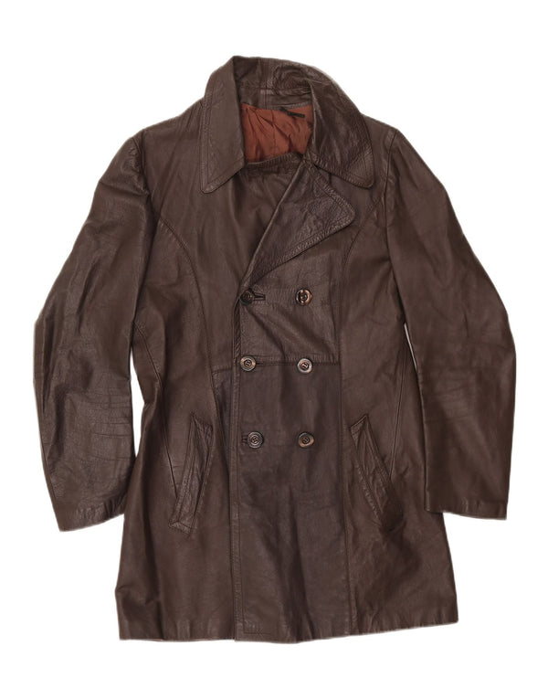Damski płaszcz skórzany VINTAGE IT 50 XL brązowy