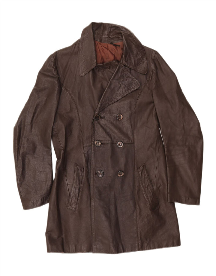 Damski płaszcz skórzany VINTAGE IT 50 XL brązowy