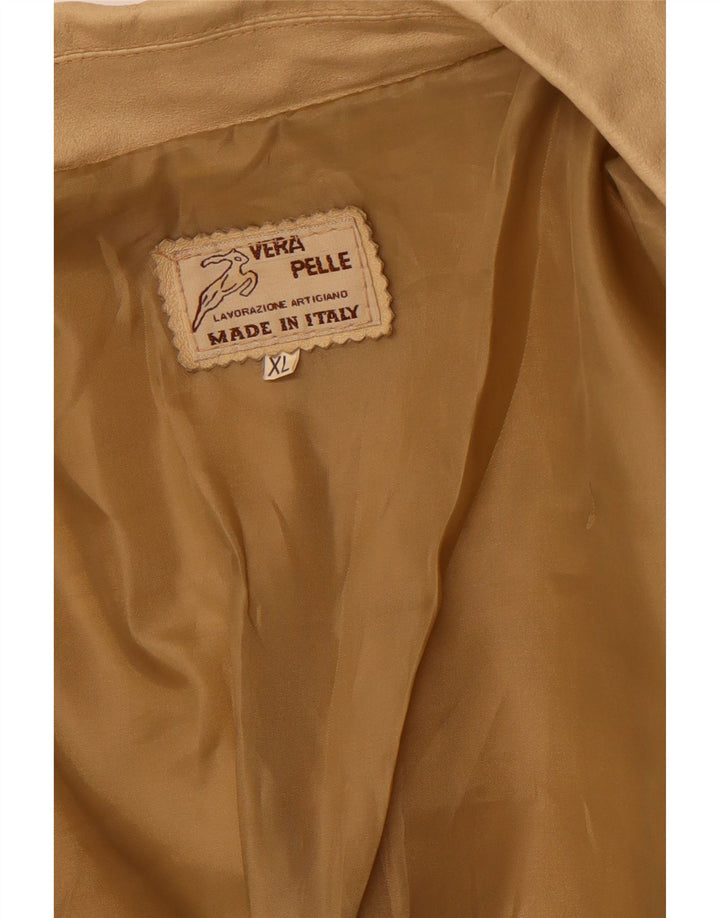 Kurtka skórzana damska VINTAGE UK 18 XL Beżowa skóra