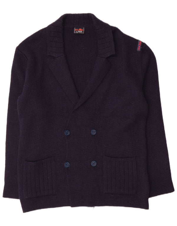 Settebello Mens Cardigan Sweater Medium Navy Blue Wool