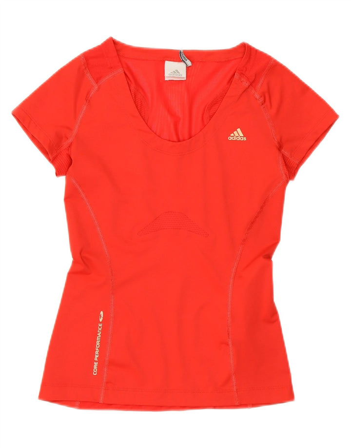 ADIDAS Girls Climacool Graphic T-Shirt Top 6-7 Years Red Polyester
