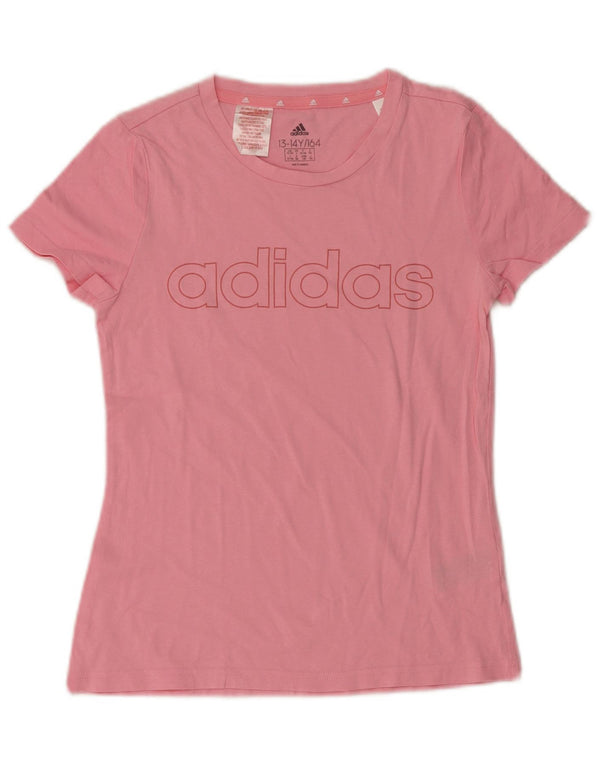 Adidas Dziewczęca koszulka z grafiką Top 13-14 lat Różowa bawełna