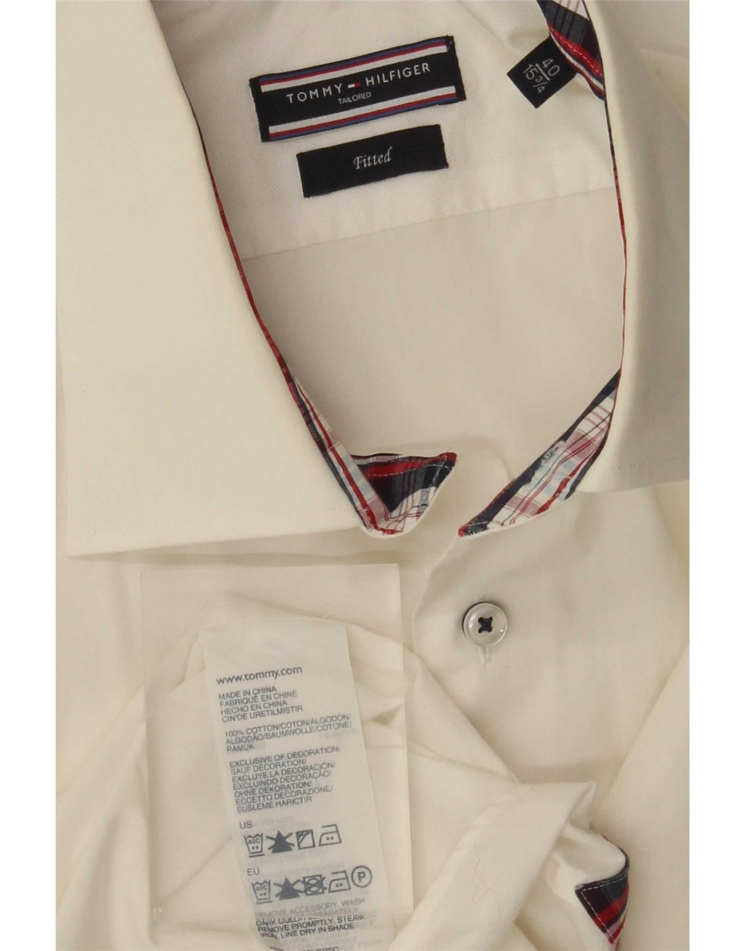 Dopasowana koszula męska Tommy Hilfiger rozmiar 40 15 3/4 średnia złamana biel