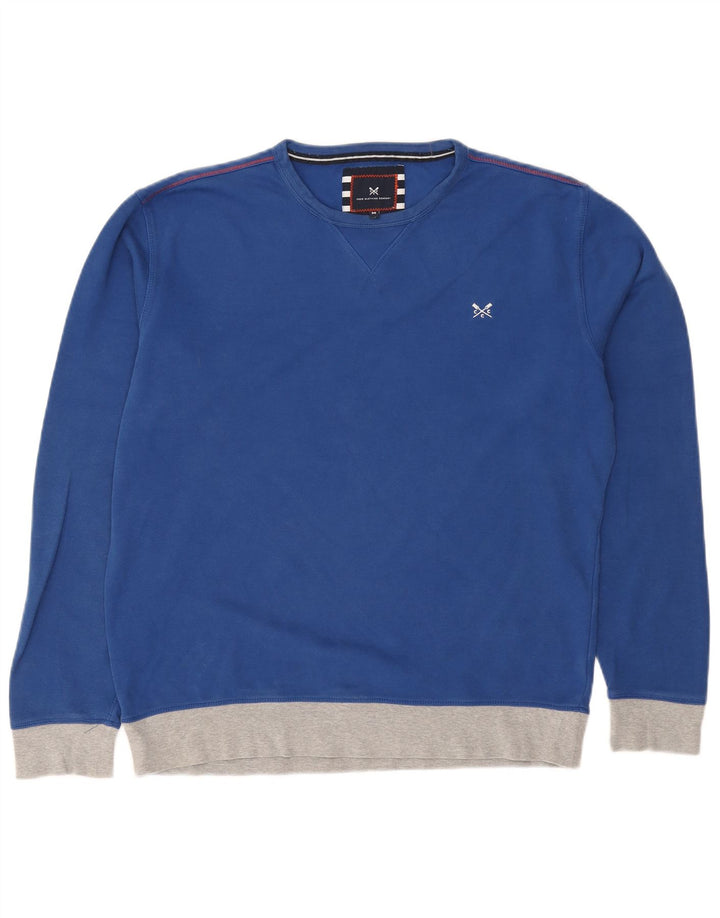 Crew Clothing Męska bluza sweterkowa Średni niebieski, bawełniany blok kolorów