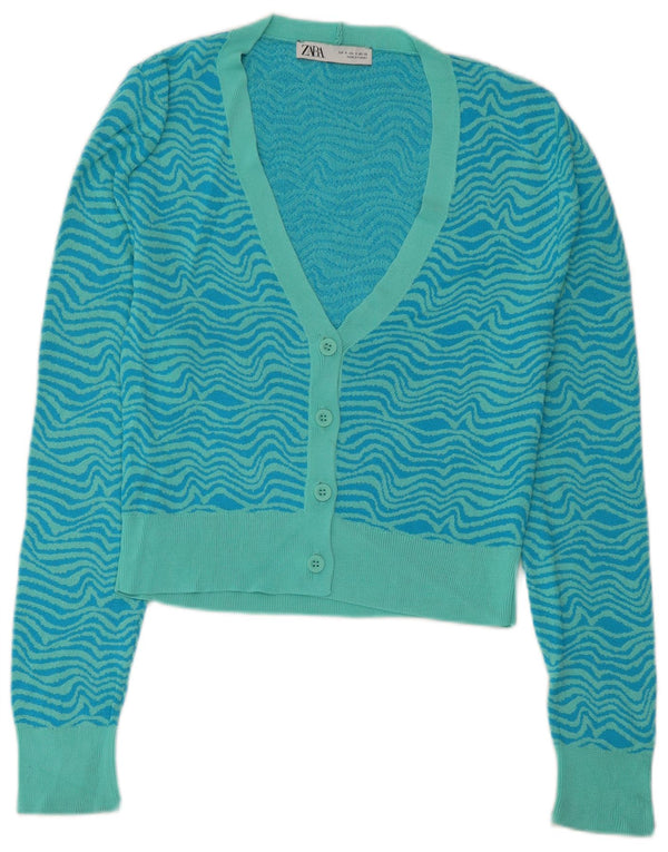 Sweter damski Zara Cardigan UK 10 Small Blue Geometryczna wiskoza