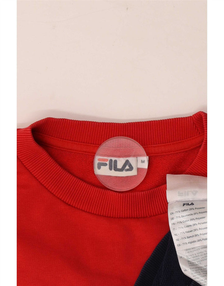 Damska bluza z grafiką Fila, UK 14, bawełna w kolorze średniej czerwieni