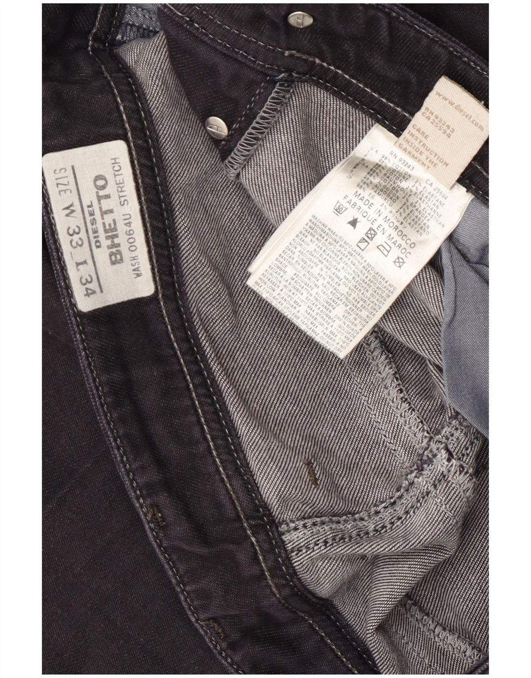 Diesel Męskie Bhetto Stretch Straight Jeans W33 L34 Czarna bawełna