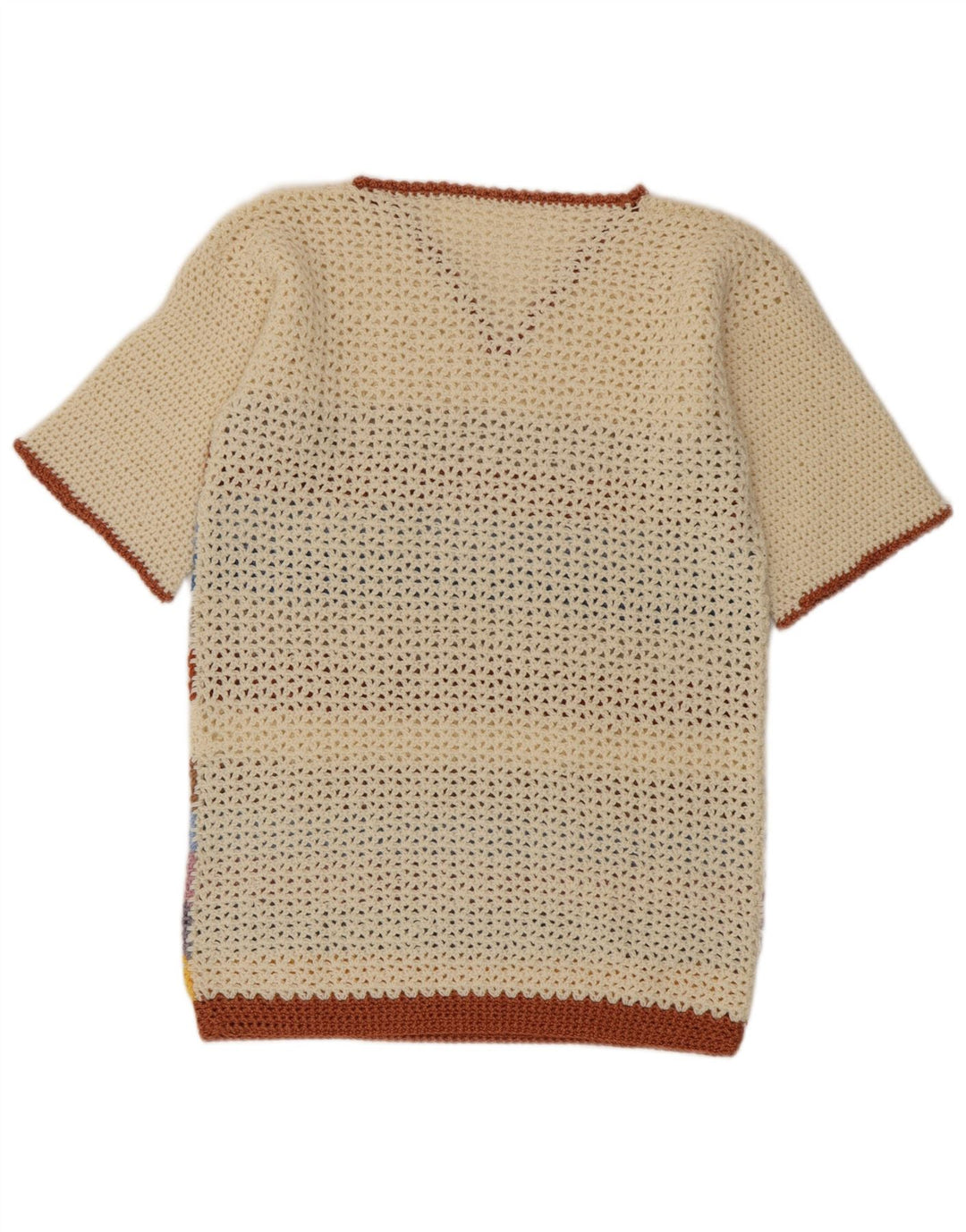 Sweter damski w stylu vintage z dekoltem w kształcie litery V, UK 14, średnie, wielokolorowe paski