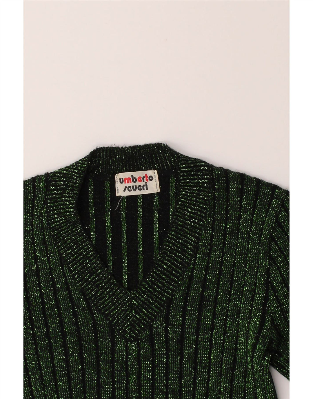 VINTAGE Womens V-Neck Jumper Sweater UK 10 Small Green Polyester Vintage Vintage and Second-Hand Vintage from Messina Hembry 